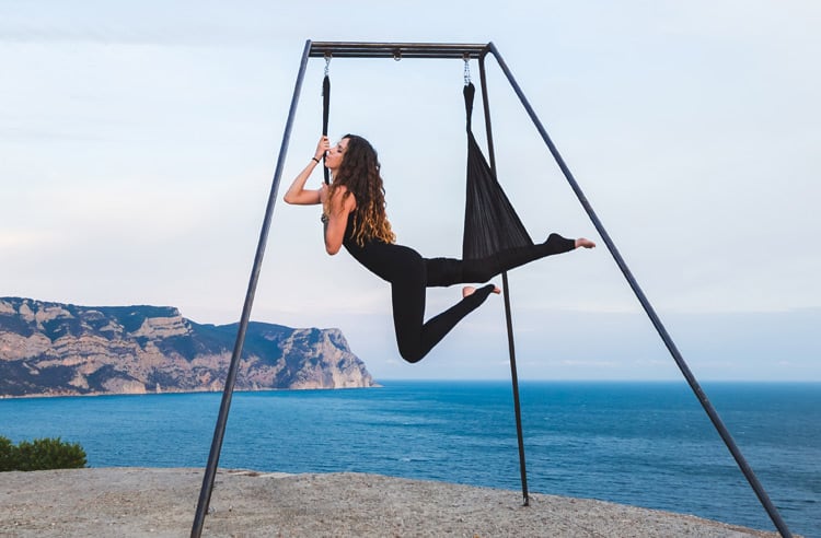 Yoga body trapeze poses